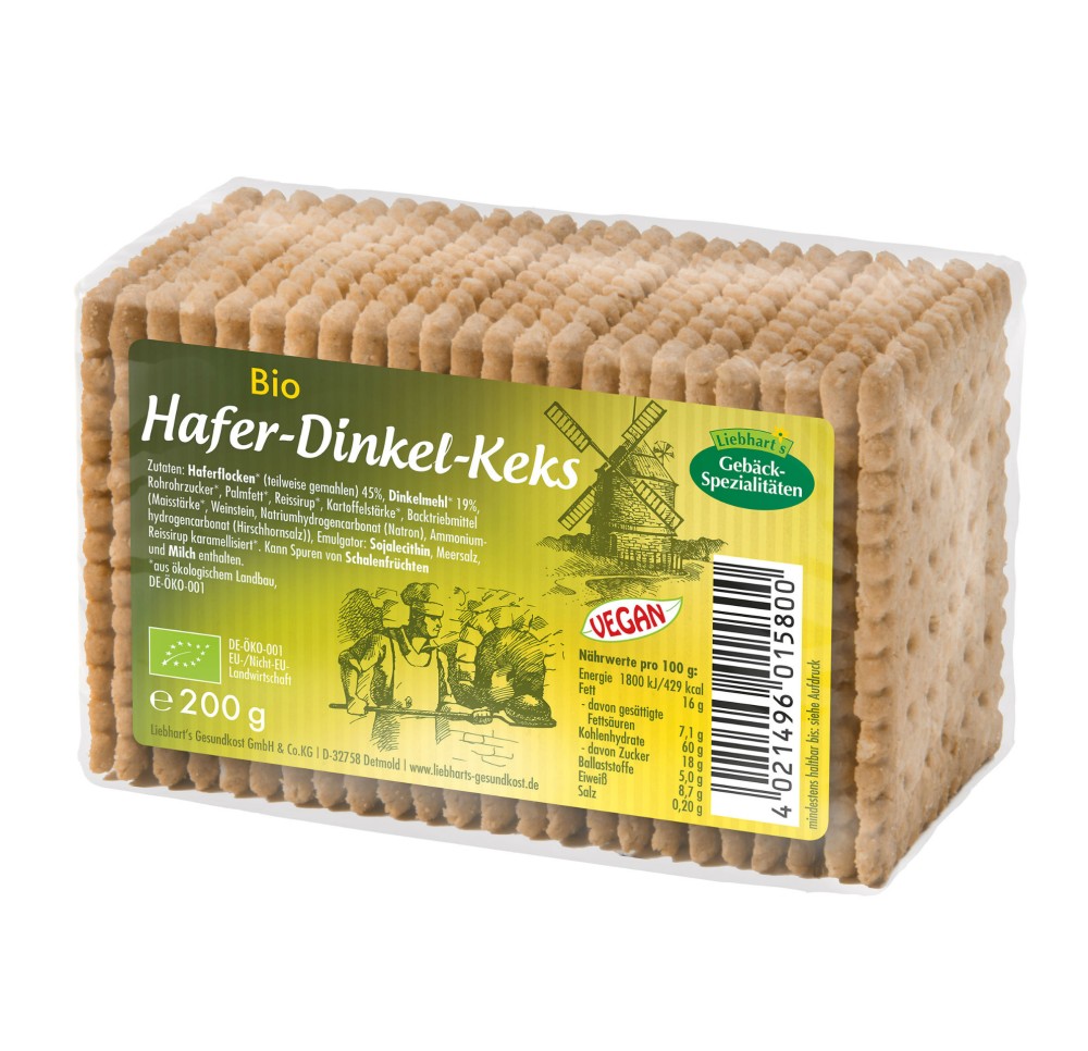 LIEBHARTS biscuits d'avoine bio 200 g