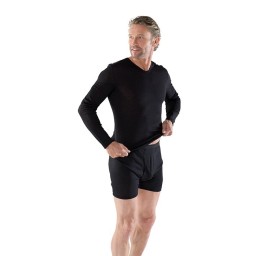 EUSANA hommes spencer manch long S/M décol V noir