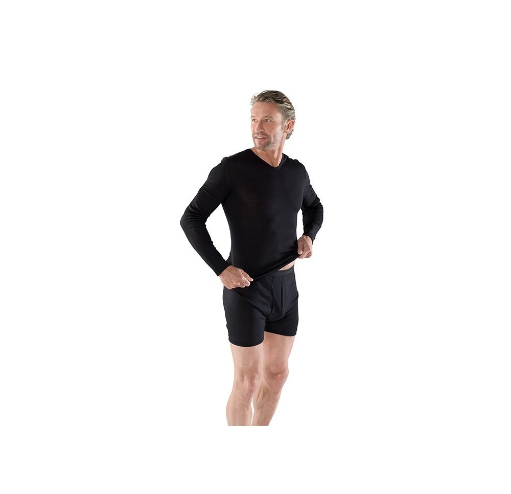 EUSANA hommes spencer manch long S/M décol V noir
