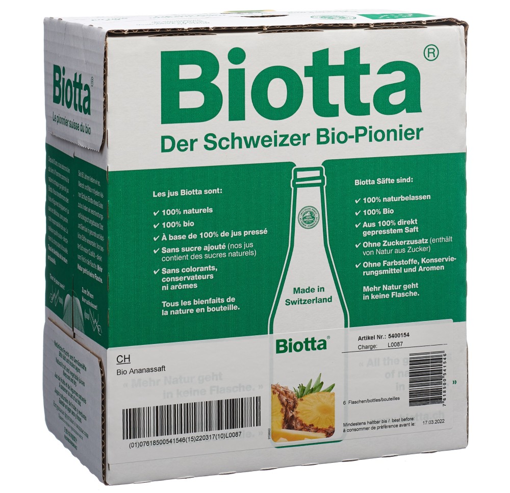 BIOTTA Ananas Bio 6 fl 5 dl