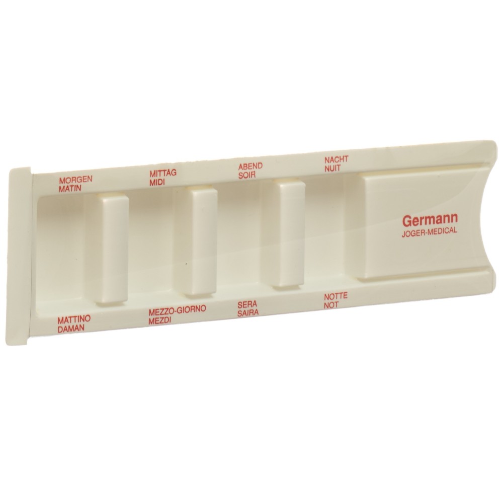 GERMANN étui médicaments 1 jour blanc/étique rouge