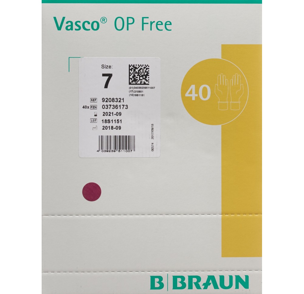 VASCO OP FREE gant Gr7.0 stérile s latex 40 paire