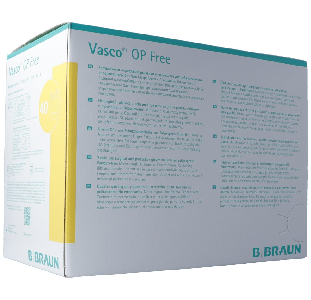 VASCO OP FREE gant Gr7.5 stérile s latex 40 paire