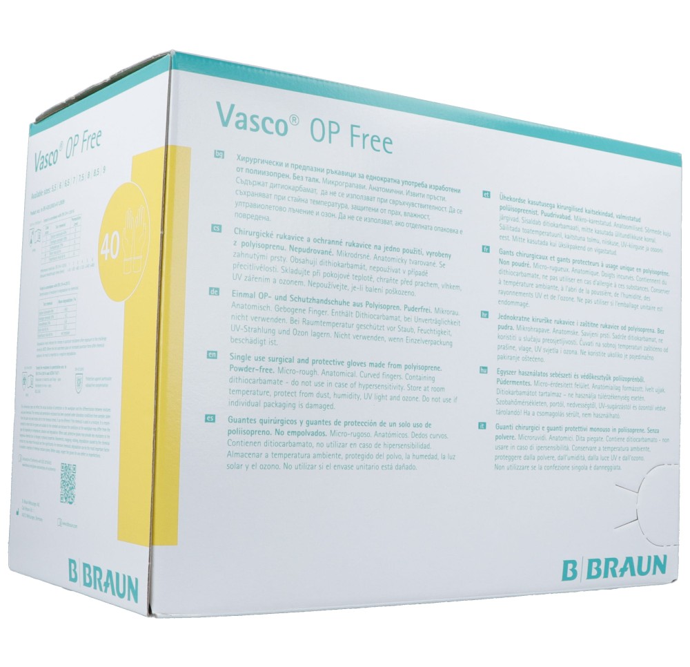 VASCO OP FREE gant Gr8.0 stérile s latex 40 paire