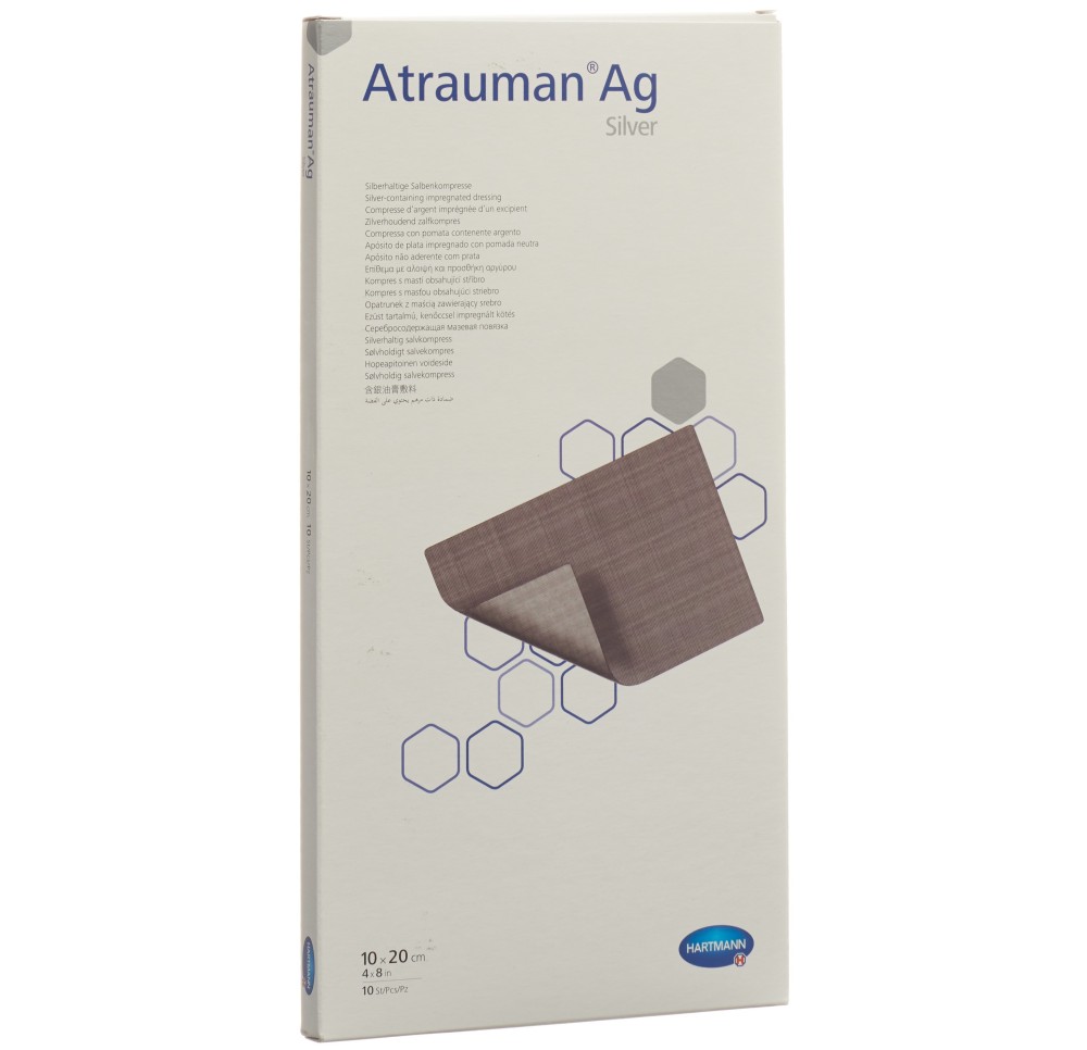 ATRAUMAN Ag compresses 10x20cm stériles 10 pce