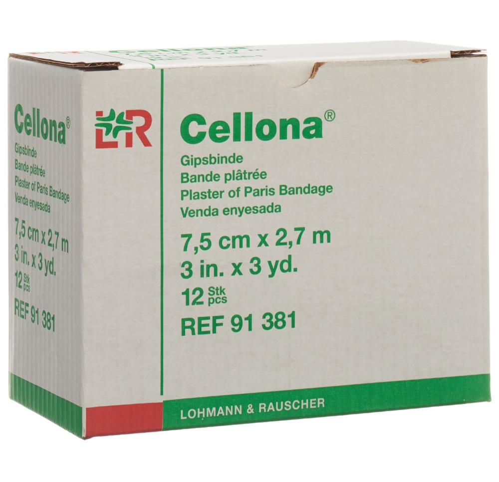 CELLONA bandes plâtrées 2.75mx7.5cm crémeus 12 pce