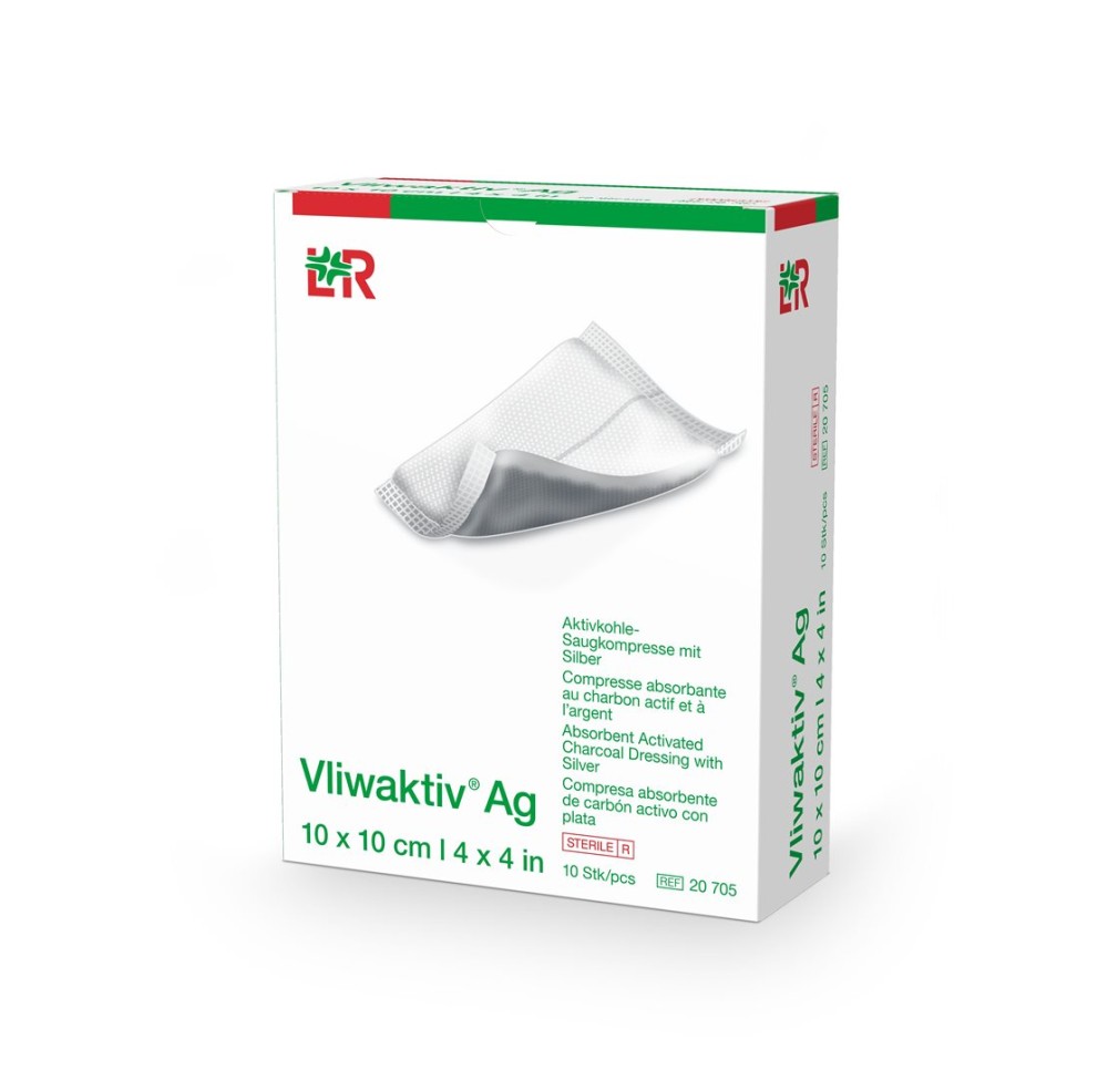 VLIWAKTIV Ag mèche charb actif arg 10x10cm 10 pce